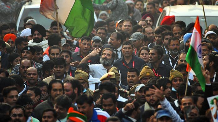 Congress Leader Rahul Gandhi during Bharat Jodo Yatra in New Delhi | Photo: Suraj Singh Bisht | ThePrint