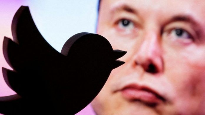 A 3D printed Twitter logo is seen in front of a displayed photo of Elon Musk in this illustration taken 27 October, 2022 | Reuters/Dado Ruvic/Illustration