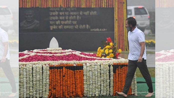 Rahul Gandhi at Sadaiv Atal, former Prime Minister Atal Bihari Vajpayee's memorial, 26 Dec, 2022 | Credit: Photo by special arrangement