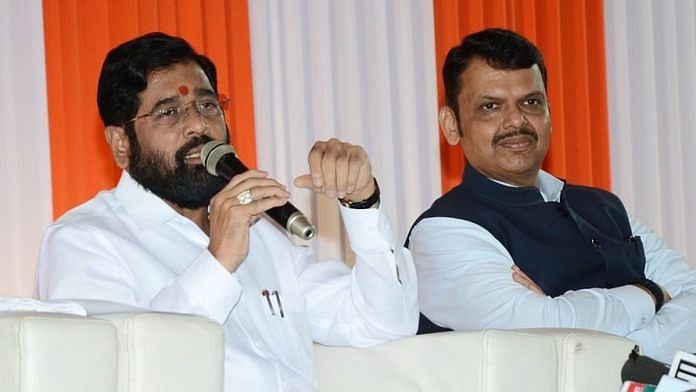 File photo of Maharashtra CM Eknath Shinde with his deputy Devendra Fadnavis | ANI