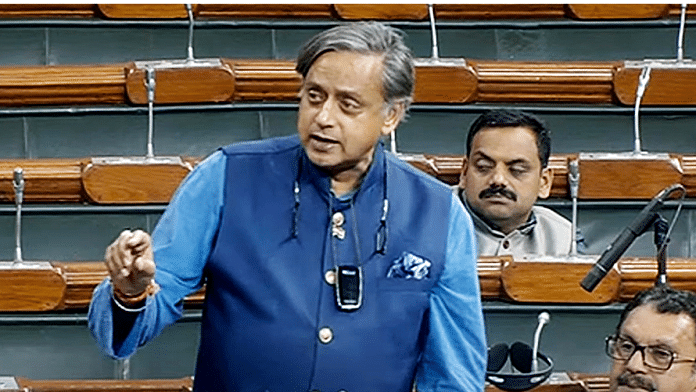 Shashi Tharoor in parliament | ANI