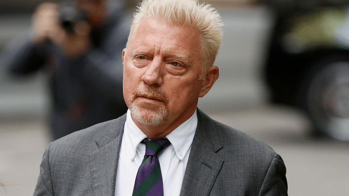 Former tennis player Boris Becker arrives with his partner Lilian de Carvalho Monteiro (not pictured) at Southwark Crown Court to face sentencing after being found guilty of four charges earlier this month, in London, Britain | Reuters/John Sibley