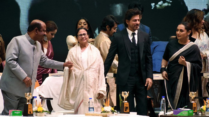 Shahrukh Khan with Mamata Banerjee and Rani Mukherjee at the festival | ANI