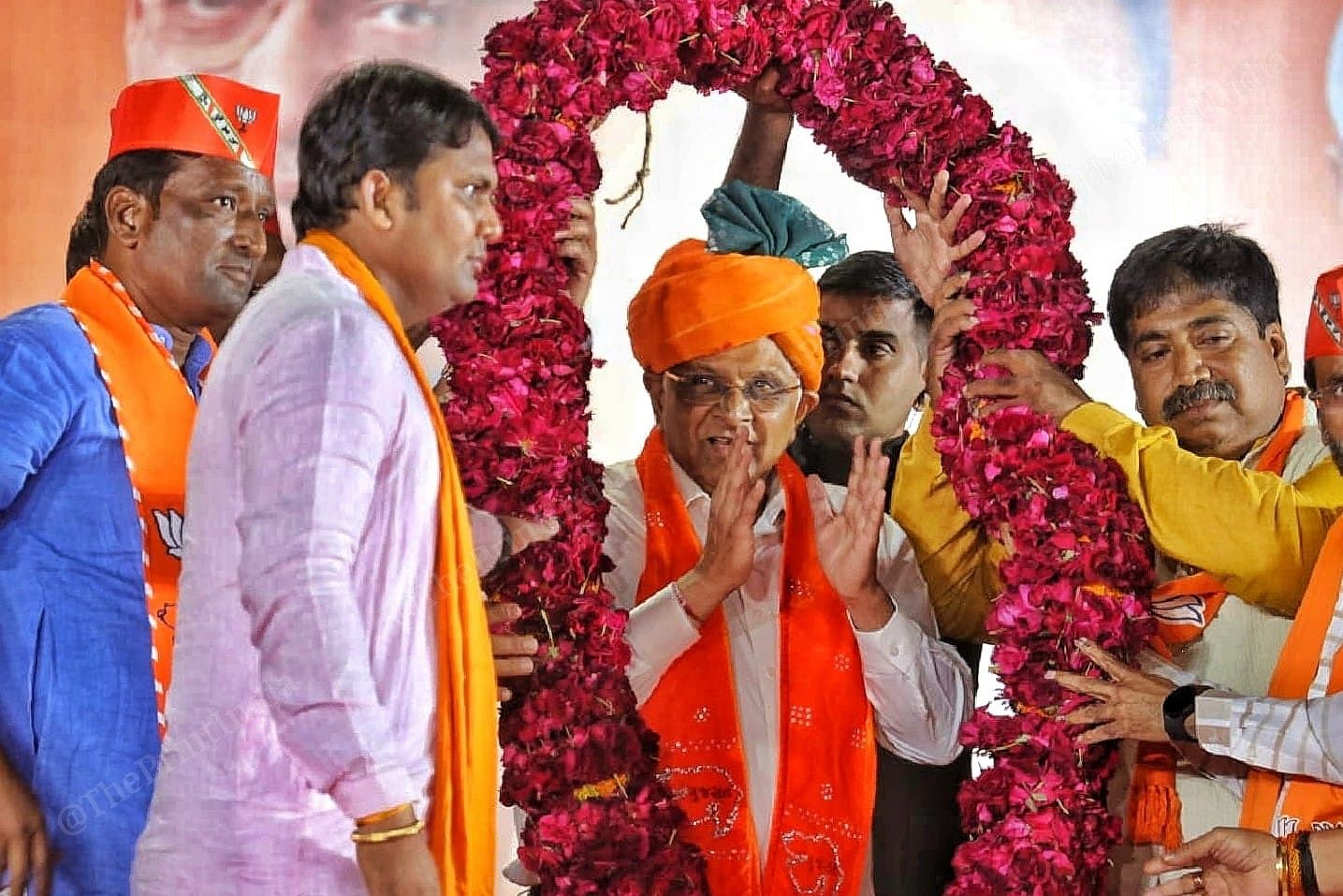 CM Bhupendra Patel felicitate by party members in Gandhinagar | Photo: Praveen Jain | ThePrint