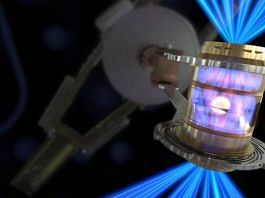 National Ignition Facility’s laser energy is converted into X-rays, which then compress a fuel capsule until it implodes, creating a high temperature, high pressure plasma | Courtesy Lawrence Livermore National Laboratory