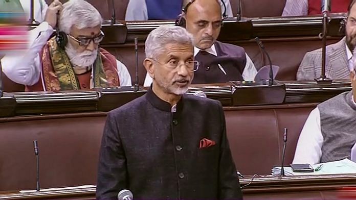 External Affairs Minister S. Jaishankar speaks in the Rajya Sabha on the first day of the Winter Session of Parliament in New Delhi, on 7 December 2022 | PTI