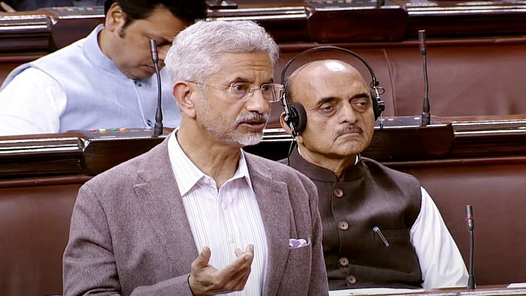 File photo of External Affairs Minister Dr S Jaishankar speaking in Rajya Sabha during the Winter Session of the Parliament, in New Delhi. | ANI