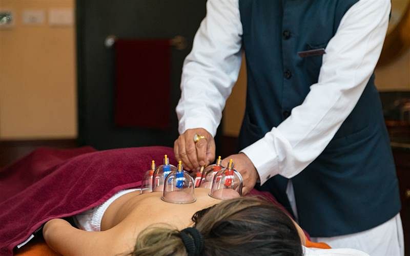 Cupping therapy in the process as part of menopause retreat | Credit: Ananda in the Himalayas
