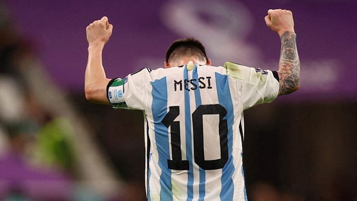 Argentina's Lionel Messi celebrates after the match | Reuters/Kai Pfaffenbach