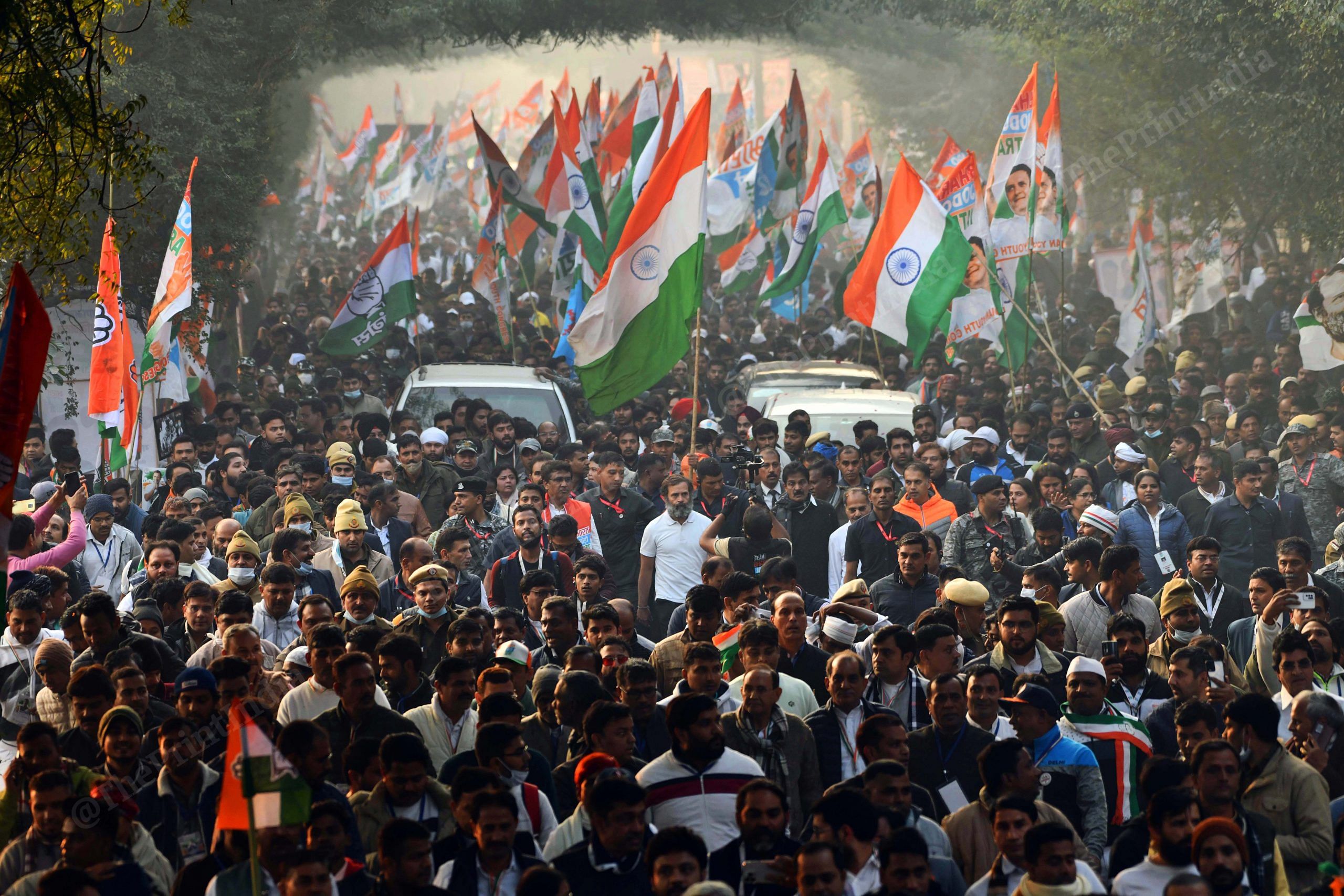 Congress supporters at Saturday's Yatra in Delhi | Photo: Suraj Singh Bisht | ThePrint