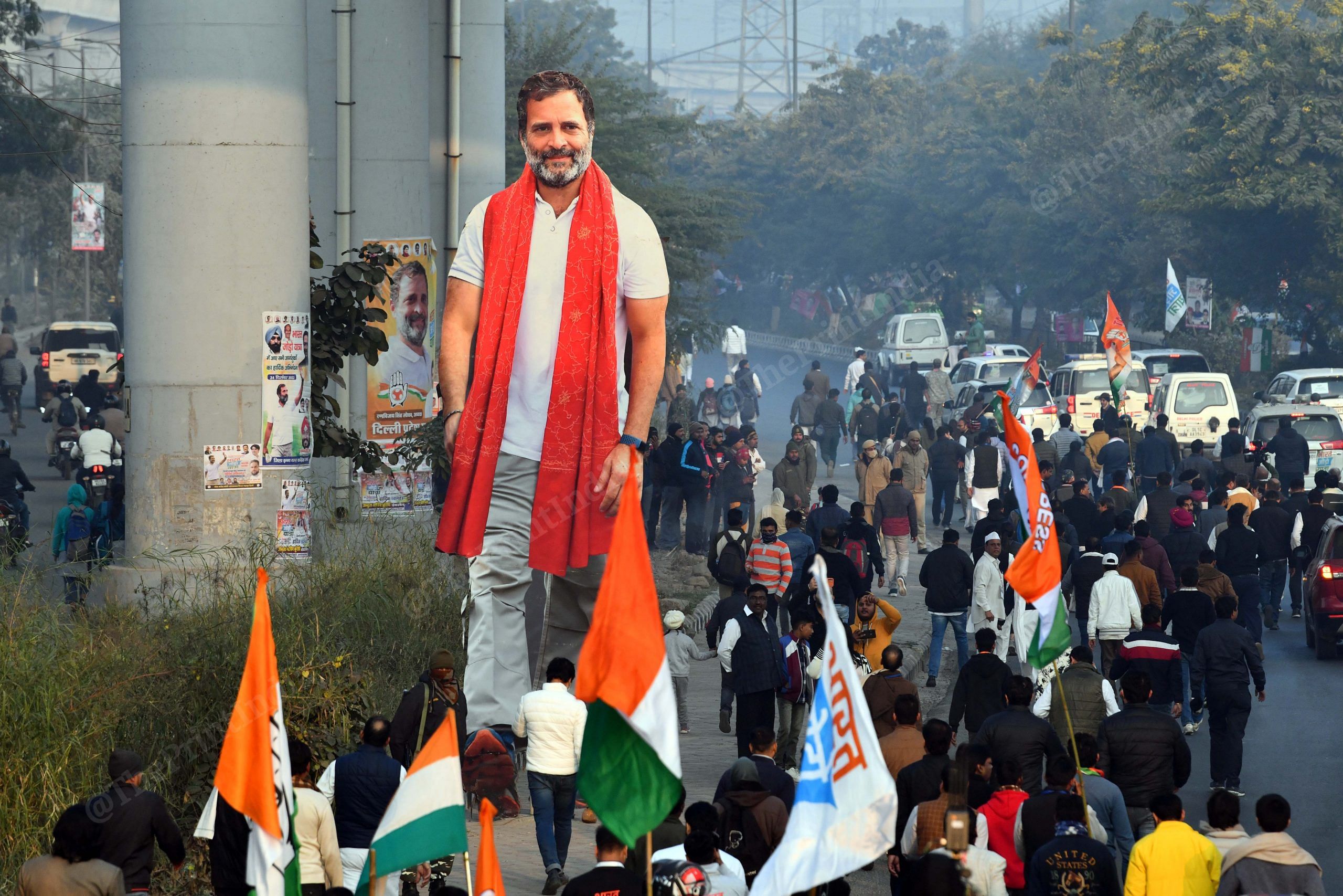 Congress supporters at Delhi leg of Bharat Jodo Yatra |  Photo: Suraj Singh Bisht |  impression