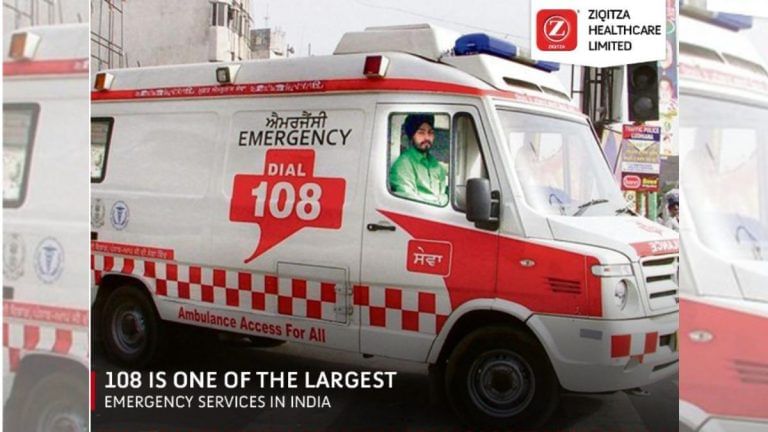 108 is one of the largest emergency services in India, operated by Ziqitza Healthcare Ltd