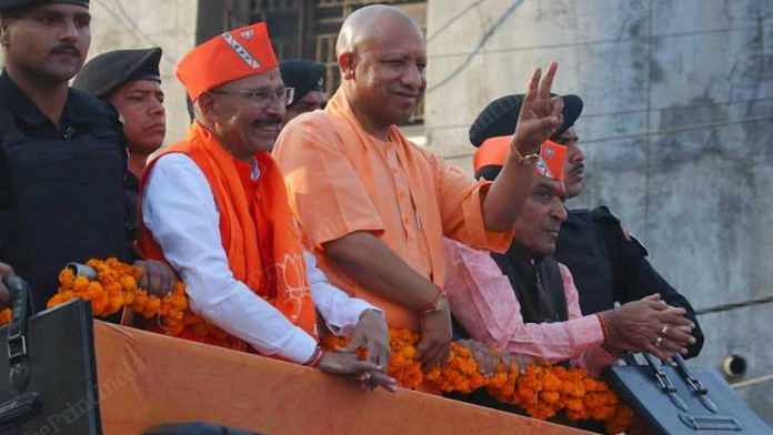 UP chief minister Yogi Adityanath campaigns in Godhra | Photo: Praveen Jain | ThePrint