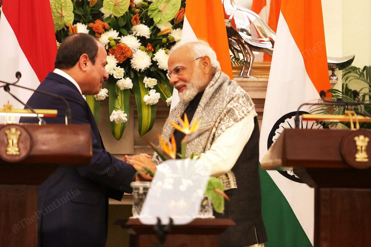 PM Modi and President of Egypt Abdel Fattah El-Sisi after signing agreement | Photo: Praveen Jain | ThePrint