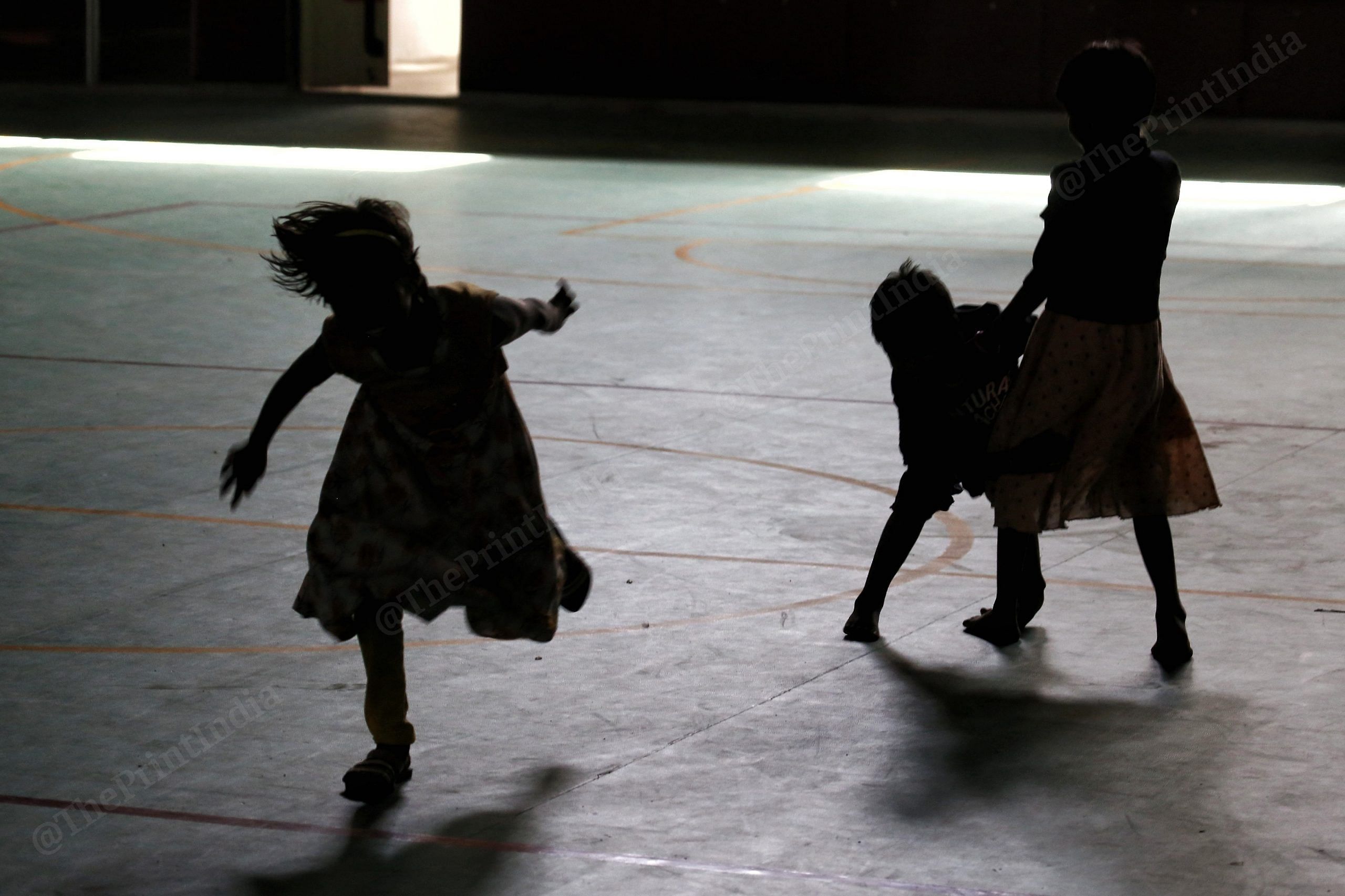Children run around inside the stadium | Photo: Praveen Jain | ThePrint