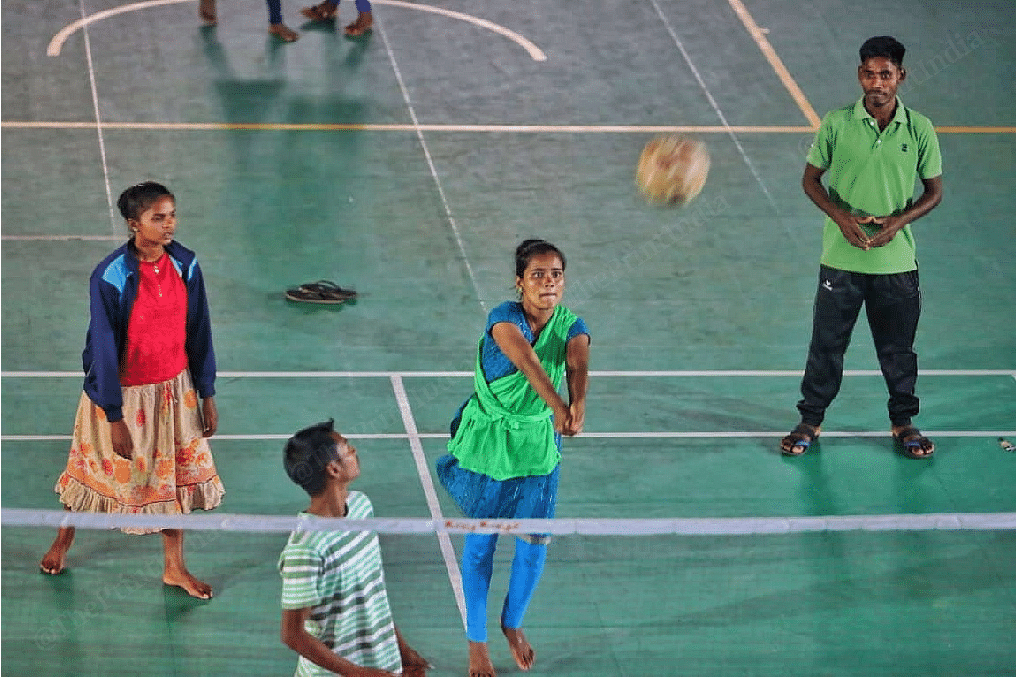 A group of older children engage in a game of volleyball | Photo: Praveen Jain | ThePrint