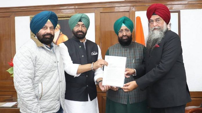 (From left) Congress MLAs Sukhbinder Sarkaria, Sukhpal Singh Khaira, and Partap Singh Bajwa with Speaker Kultar Singh Sandhwan | By Special Arrangement | ThePrint