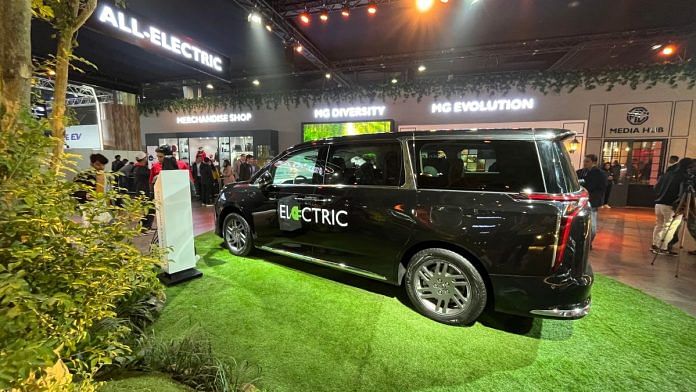 SAIC Motor displays its MG brand EV at the expo | Photo: Kushan Mitra