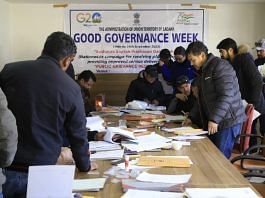 File photo of people at tehsil office in Leh to submit their applications during Sushasan Saptah | Twitter | @DIPR_Leh
