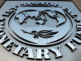 The IMF logo is seen outside the headquarters building in Washington, US | Reuters file photo