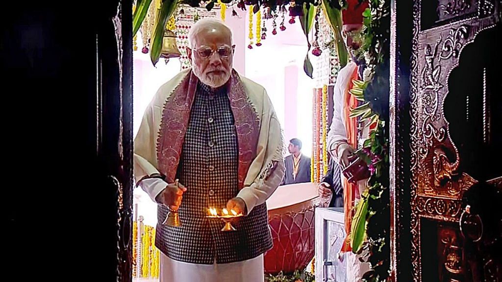 Prime Minister Narendra Modi offers prayers at Malaseri Dungri temple in Bhilwara, Rajasthan, on 28 January, 2023 | Photo: ANI