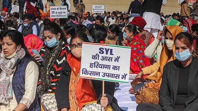 File photo of a protest over SYL canal in Haryana | PTI
