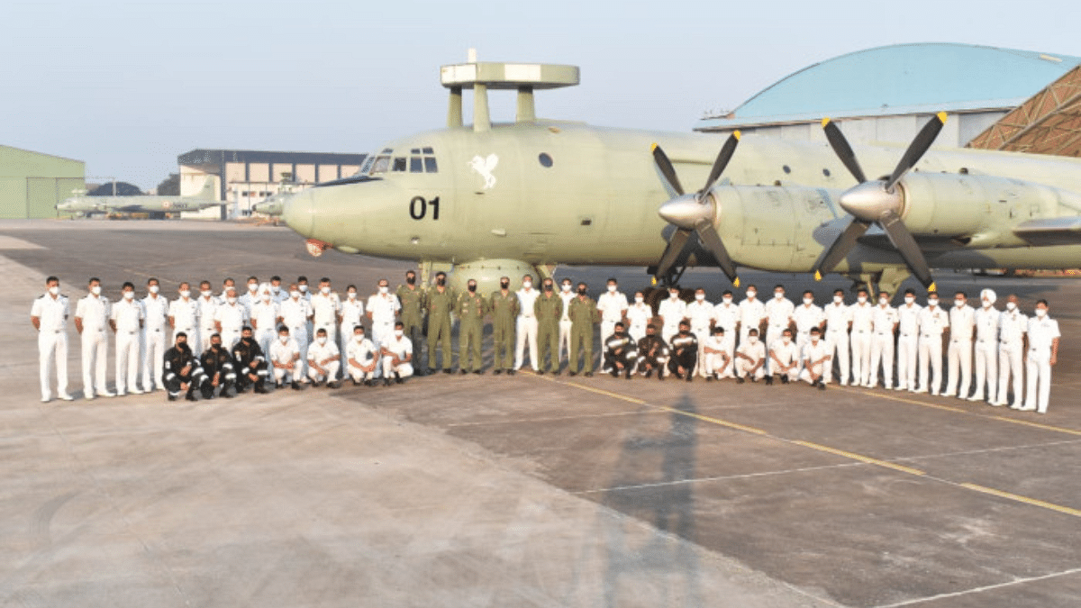 Ilyushin 38 SD File photo of IN 301, the first IL 38SD aircraft of the Indian Navy, after it was decommissioned on 17 January 2022 | Pic courtesy: indiannavy.nic.in