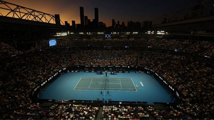 General view of the first round match between Germany's Jule Niemeier and Poland's Iga Swiatek at Australia Open, Melbourne, Australia on 16 January, 2023