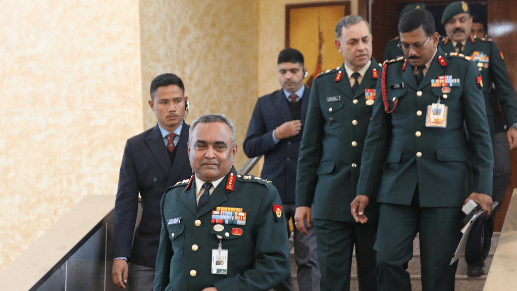 Chief of the Army Staff , Manoj Pande during a press conference in Delhi | Suraj Singh Bisht for ThePrint