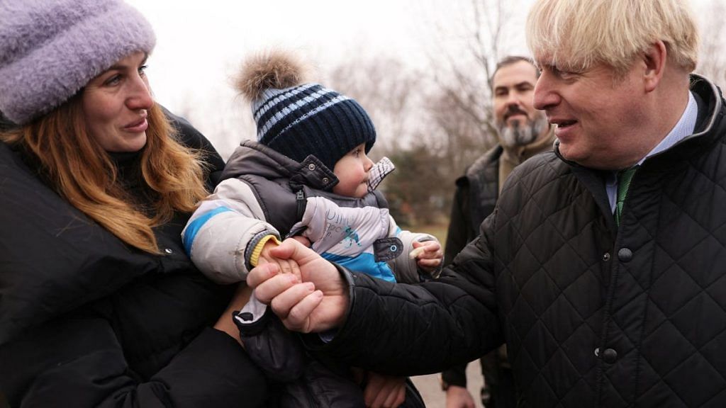 Former British Prime Minister Boris Johnson during a visit in Bucha, amid Russia's invasion of Ukraine on Sunday | Reuters