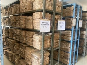 The stacks at the new Andhra Pradesh State Archives in Mangalagiri | Vandana Menon, ThePrint