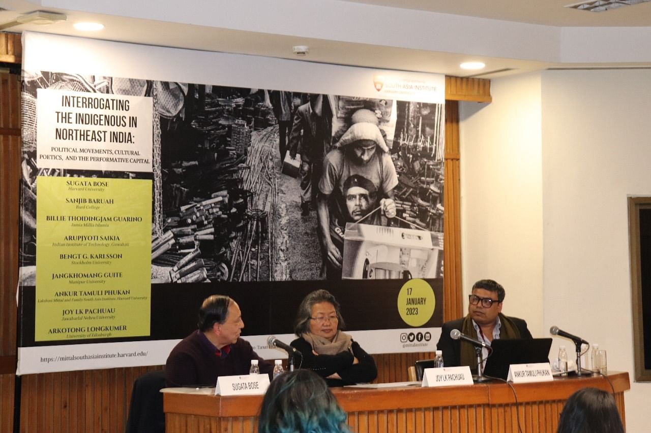 Sugata Bose, Joy L K Pachuau and Ankur Tamuli Phukan discussing in the second session | Tina Das, ThePrint