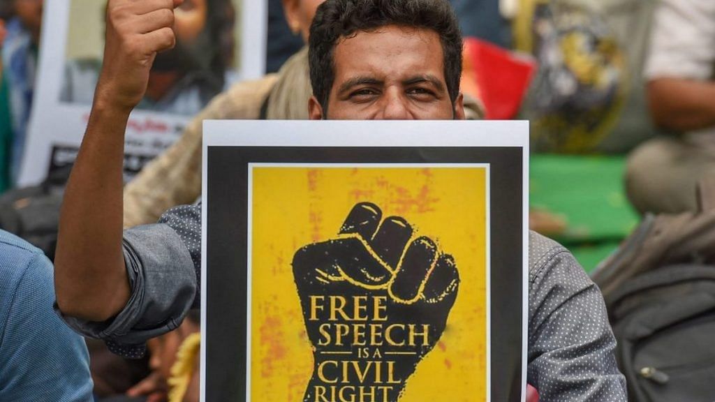 Representational image of activists campaigning against suppression of free speech | PTI