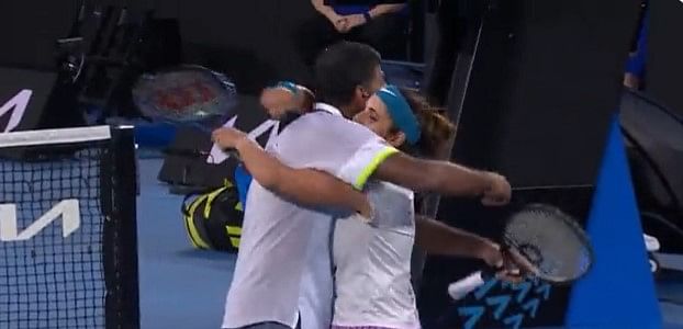 Sania Mirza and Rohan Bopanna after their semifinal match win at the Australian Open in Melbourne on 25 January 2023 | Photo: Twitter/@AustralianOpen