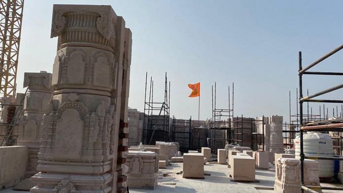 Construction on within the Ram Temple complex in Ayodhya | Credit: Moushumi Das Gupta, ThePrint