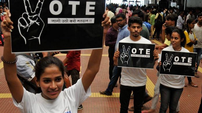 Representational photo of young performers stage a flash mob to encourage people to vote before the 2019 General Election in Mumbai | ANI