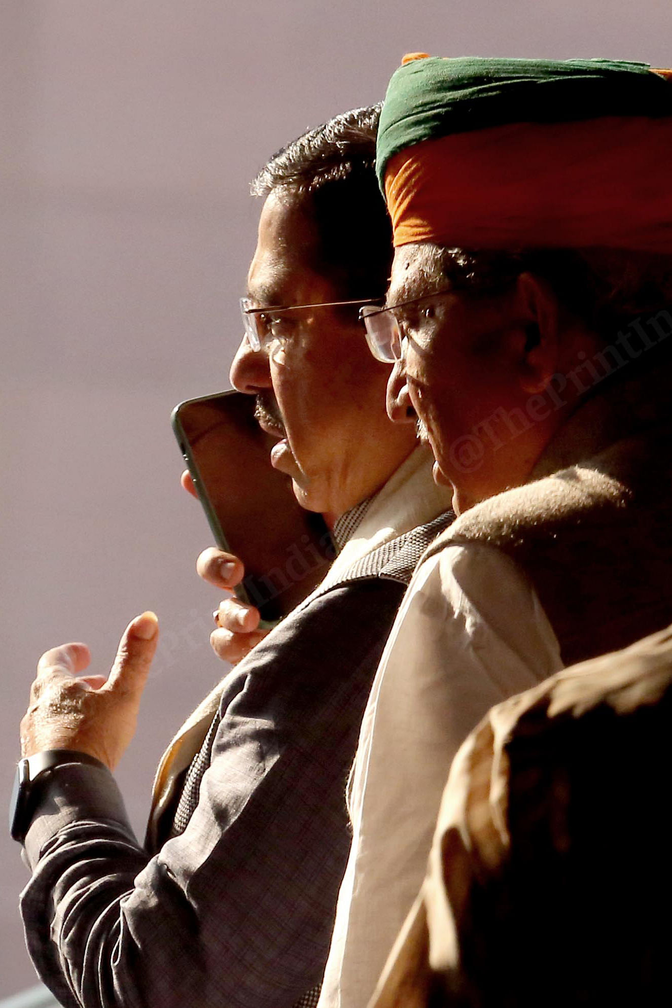 Union ministers Pralhad Joshi and Arjun Ram Meghwal waiting for PM Modi's arrival ahead of meet | Praveen Jain | ThePrint