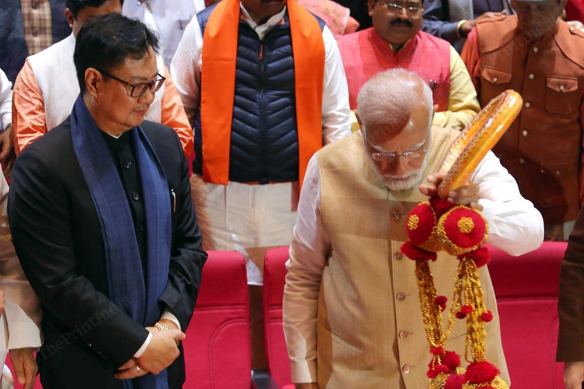 PM Modi with Union Law minister Kiren Rijiju | Praveen Jain | ThePrint