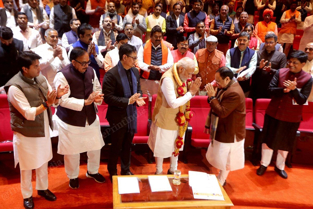 BJP president J.P. Nadda felicitates PM Modi | Praveen Jain | ThePrint
