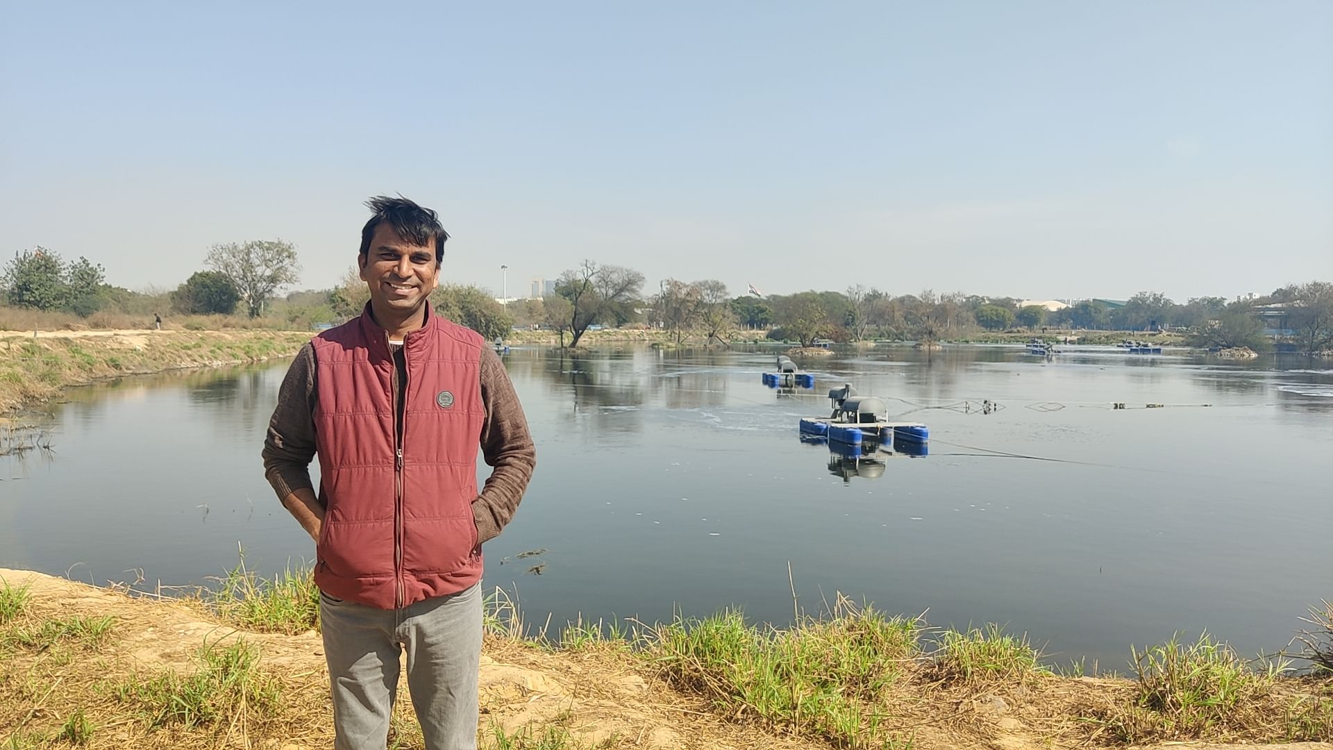 Delhi Jal Board engineer Ankit Srivastava explaining how Pappankala lakes were created | Sonal Matharu,ThePrint 
