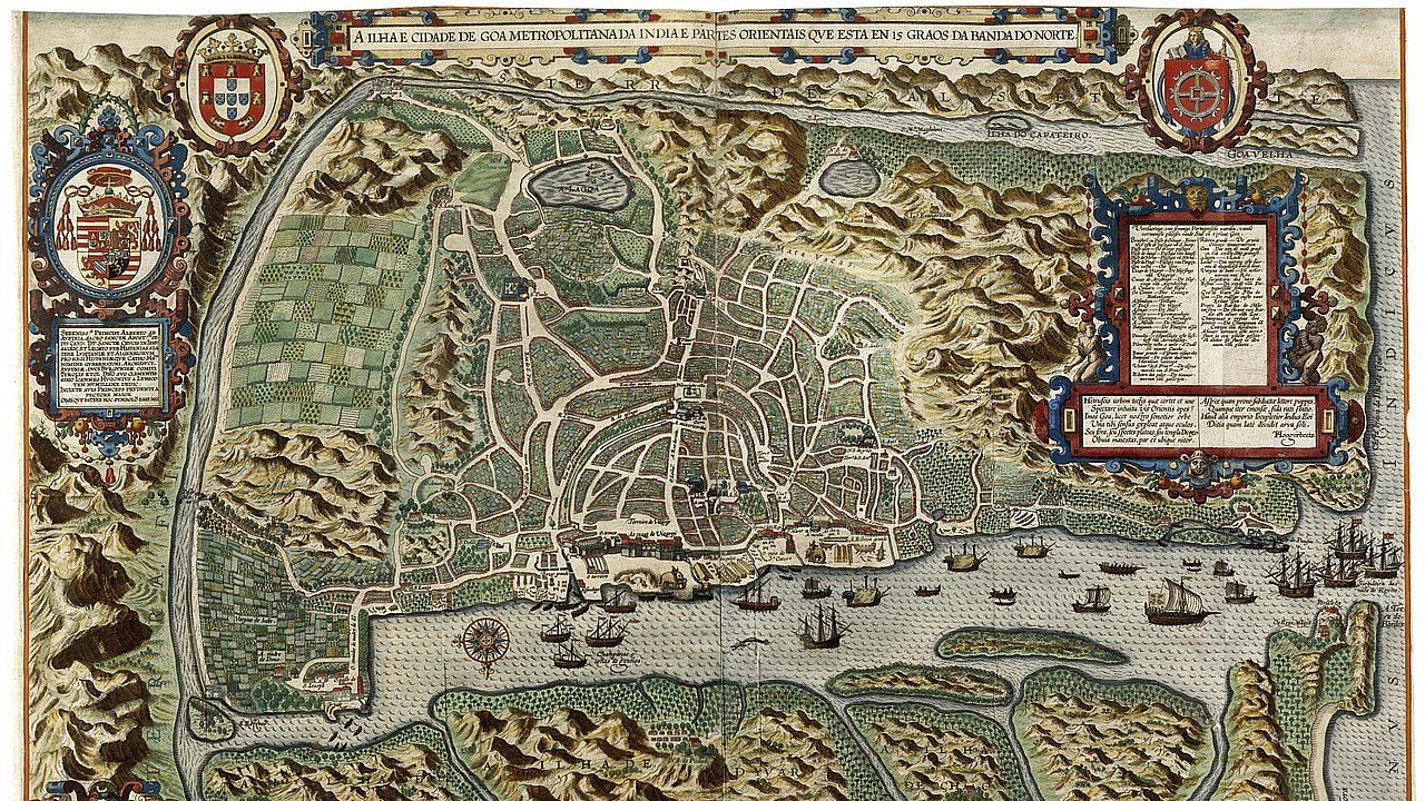 Mapa de Goa, nos Itinerários de Linschoten, cerca de 1590 |  Wikimedia Commons