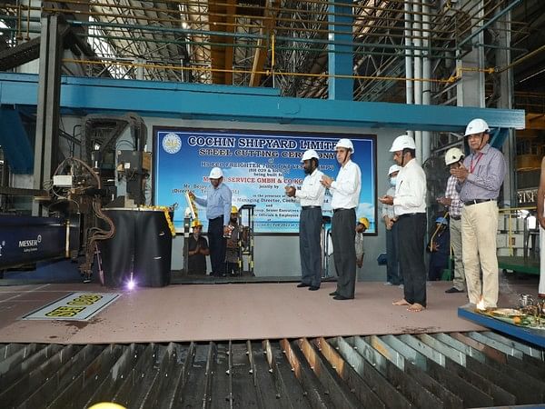Steel cutting ceremony of 2 Multi-Purpose Vessels for Germany-based group held at Cochin Shipyard