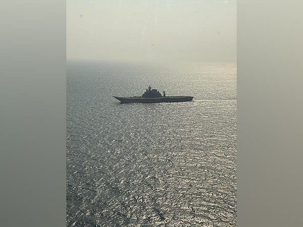 Indian Navy's aircraft carrier INS Vikramaditya carrying out sea trials post-refit
