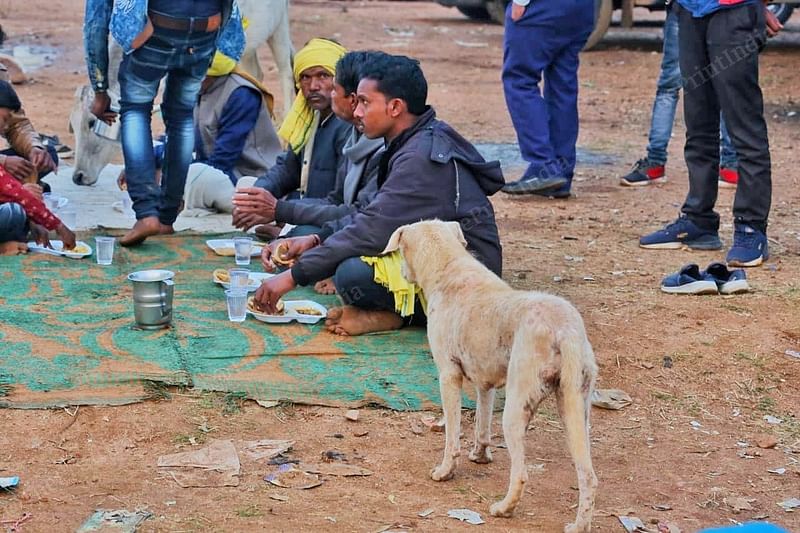 Food being served to people who have come to offer prayers | Photo: Praveen Jain | ThePrint