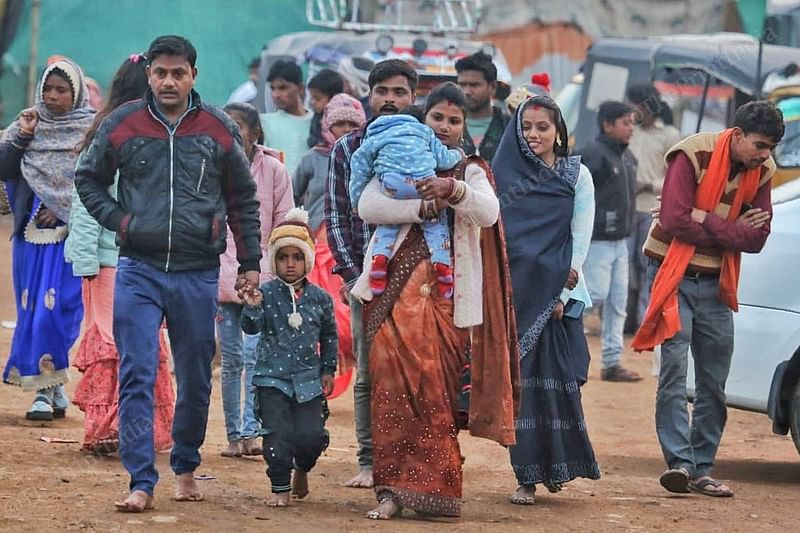 Families walk to Bageshwar Dham | Photo: Praveen Jain | ThePrint