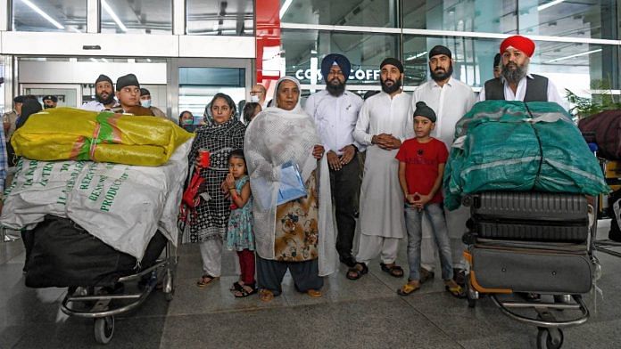 File photo of Afghan Sikhs who arrived at Delhi's Indira Gandhi International Airport from Kabul in August | ANI