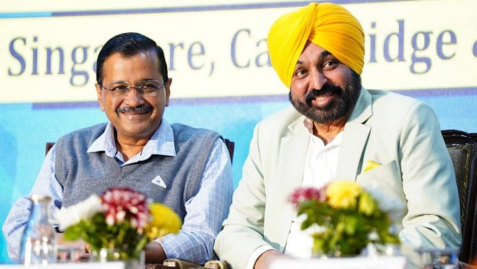 Delhi CM and Aam Aadmi Party's national convener Arvind Kejriwal with Punjab CM Bhagwant Mann | ANI photo