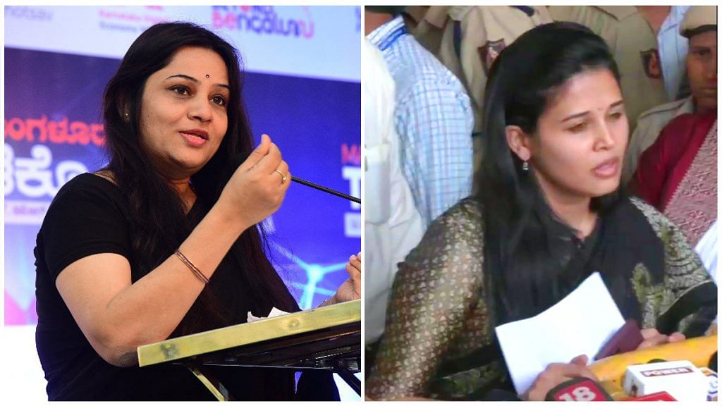 File photos of IPS D. Roopa Moudgil (L) and IAS Rohini Sindhuri (R) | Twitter @D_Roopa_IPS/ANI