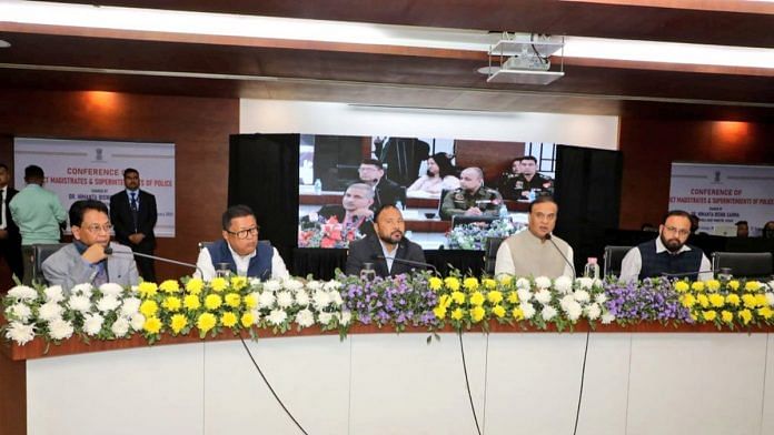 Assam CM Himanta Biswa Sarma chairing conference of SPs and DCs Friday | Twitter @himantabiswa