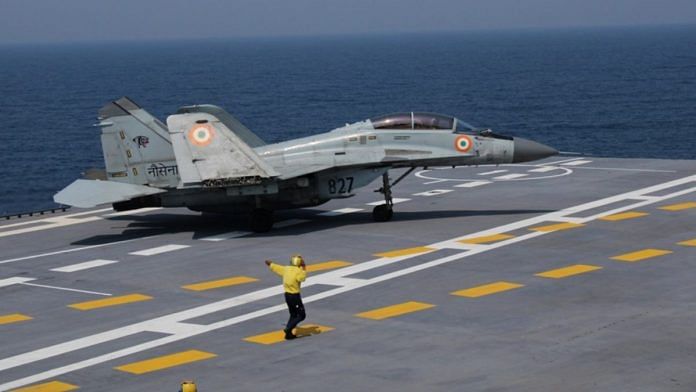 The Indian Navy takes a significant step towards operationalising Indigenous Aircraft Carrier INS Vikrant by successful landing of MiG-29K by Naval Pilots demonstrating India's prowess in Aircraft Carrier design, construction & operations while enhancing Navy's #CombatReadiness | Twitter/@indiannavy